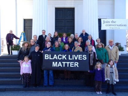 BLM banner hanging